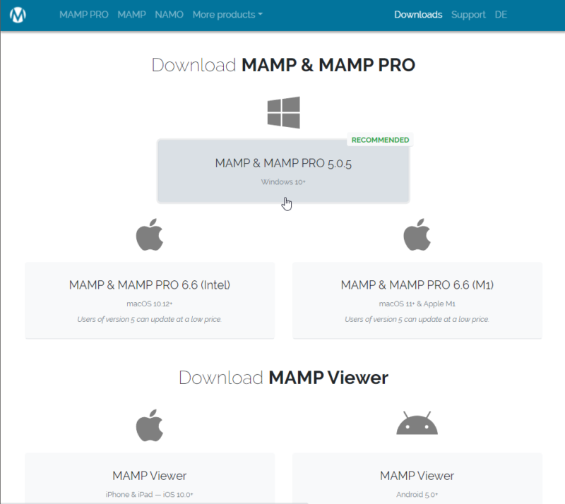 MAMPダウンロード画面